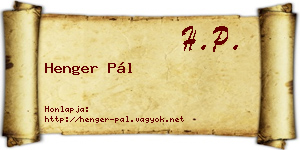 Henger Pál névjegykártya